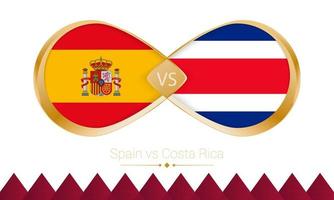 ícone dourado da Espanha contra a Costa Rica para a partida de futebol 2022. vetor