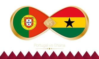 portugal contra gana ícone dourado para a partida de futebol 2022. vetor