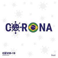 brasil coronavírus tipografia covid19 bandeira do país fique em casa fique saudável cuide de sua própria saúde