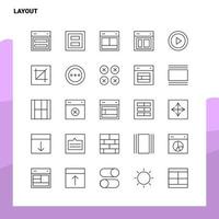 conjunto de ícones de linha de layout conjunto 25 ícones vetor design de estilo minimalista ícones pretos conjunto de pacote de pictograma linear