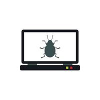 bug no ícone do computador, estilo simples vetor