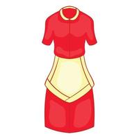 vestido de dona de casa vermelho com ícone de avental branco vetor
