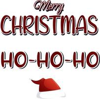 adesivo, inscrição, letras feliz natal e ho-ho-ho letras vermelhas e brancas em fundo transparente vetor