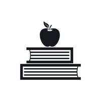 livros e ícone da maçã, estilo simples vetor