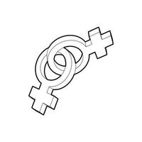 ícone de sinal homossexual lésbico, estilo de estrutura de tópicos vetor