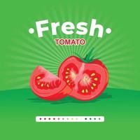 tomate vermelho fresco sobre fundo verde brilhante vetor