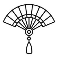 ícone de ventilador de mão oriental, estilo de estrutura de tópicos vetor