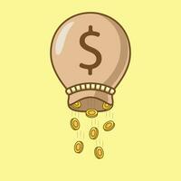 ilustração simples dos desenhos animados de moedas caindo do bolso. conceito de negócios vetor