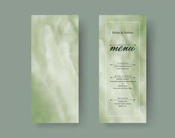 modelo de cartão de menu de casamento em aquarela verde sálvia vetor