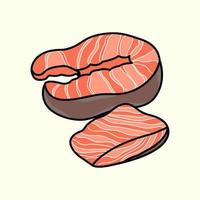 ilustração vetorial de salmão. pedaço de peixe cru. ícone plano. vetor