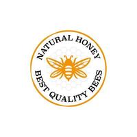 logotipo do emblema arredondado da abelha melífera vintage. modelo de design de logotipo de qualidade premium doce mel vetor
