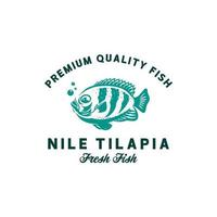 logotipo de peixe do nilo de qualidade premium. modelo de design de logotipo de restaurante de peixe de frutos do mar vetor