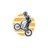 modelo de design de logotipo de bicicleta em declive de mountain bike vetor