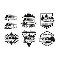 modelo de design de conjunto de logotipo de viagem de campista rv com fundo branco vetor