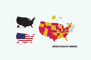 ilustração em vetor mapa dos estados unidos da américa