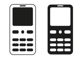 vetor de design plano de ícone de símbolo de telefone preto e branco