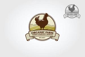ilustração de logotipo de vetor de fazenda orgânica. excelente modelo de logotipo de fazenda de galinhas e aves.