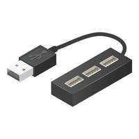 ícone de hub usb de cabo, estilo isométrico vetor