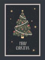 cartão de árvore de feliz natal. fundo de férias de inverno vetor