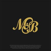 marca de vetor inicial do logotipo mb ou bm. vetor de design de logotipo clássico de luxo dourado