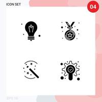 4 conceito de glifo sólido para sites móveis e aplicativos, truques de prêmio de bastão de lâmpada, elementos de design de vetores editáveis