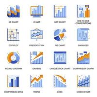 ícones do gráfico financeiro definidos em estilo simples. vetor