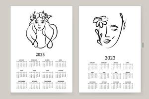 calendário de parede 2023 anos. planejador de calendário de arte contemporânea mínima, organizador abstrato. ilustração vetorial. vetor