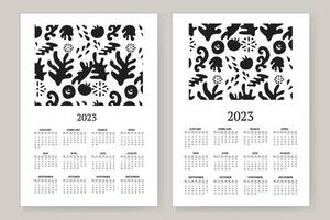 calendário de parede 2023 anos. planejador de calendário de arte contemporânea mínima, organizador abstrato. ilustração vetorial vetor
