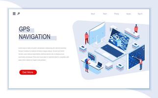 página de destino isométrica de navegação gps vetor