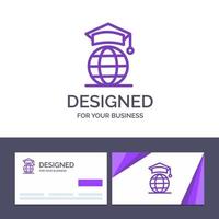 cartão de visita criativo e modelo de logotipo globo internet ilustração em vetor de graduação on-line
