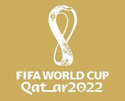 copa do mundo da fifa qatar 2022 logotipo oficial campeão mundial branco símbolo design ilustração vetorial abstrata com fundo dourado vetor
