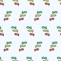 desenhada doodle padrão de peixe. peixes multicoloridos em um padrão para tecidos, têxteis, papel de embrulho, papéis de parede. padrão de vetor sem costura