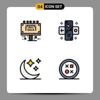 pacote de ícones vetoriais de estoque de 4 sinais e símbolos de linha para informações, placa de venda da lua, cruz de tarô, elementos de design vetorial editáveis vetor