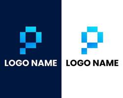 letra p com sinal de tecnologia empresa de tecnologia design de logotipo de negócios moderno vetor