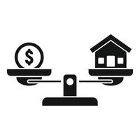 ícone de hipoteca de casa de dinheiro, estilo simples vetor