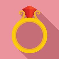 ícone de anel de ouro rubi, estilo simples