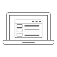 ícone de laptop, estilo de estrutura de tópicos vetor