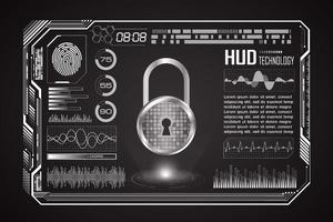 fundo de tela de tecnologia hud moderna com cadeado vetor