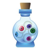 ícone de poção de frasco de olho, estilo cartoon vetor