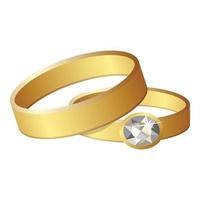 ícone de anéis de casamento, estilo cartoon vetor