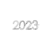 desenho de linha contínua ilustração de tipografia de ano novo de 2023 vetor