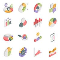 pacote de ícones isométricos de gráficos vetor