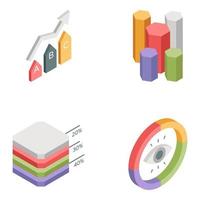 pacote de ícones isométricos de gráficos vetor