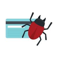 ícone de bug de cartão de crédito, estilo simples vetor