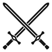 ícone de espadas cruzadas, estilo simples vetor