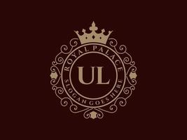 carta ul antigo logotipo vitoriano de luxo real com moldura ornamental. vetor