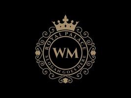 carta wm antigo logotipo vitoriano de luxo real com moldura ornamental. vetor