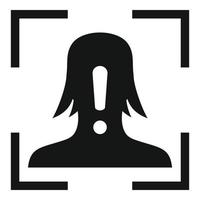 ícone de alerta de reconhecimento facial, estilo simples vetor
