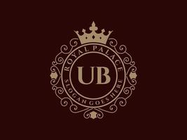 carta ub antigo logotipo vitoriano de luxo real com moldura ornamental. vetor