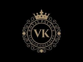 carta vk antigo logotipo vitoriano de luxo real com moldura ornamental. vetor